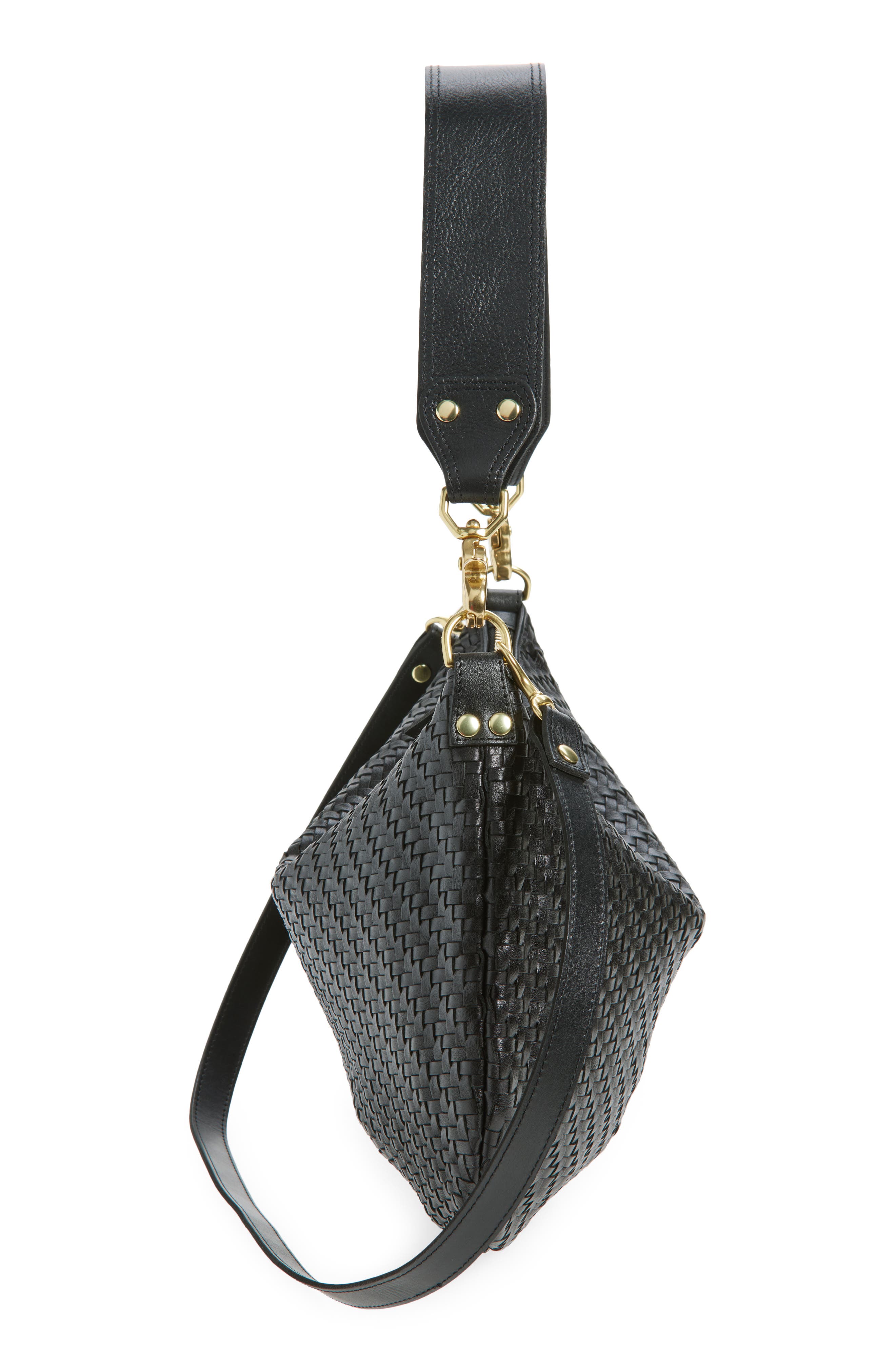 Clare V. Moyen Messenger Crossbody Bag, Alternate, color, Black Woven