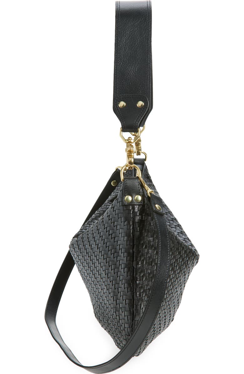 Clare V. Moyen Messenger Crossbody Bag, Alternate, color, Black Woven