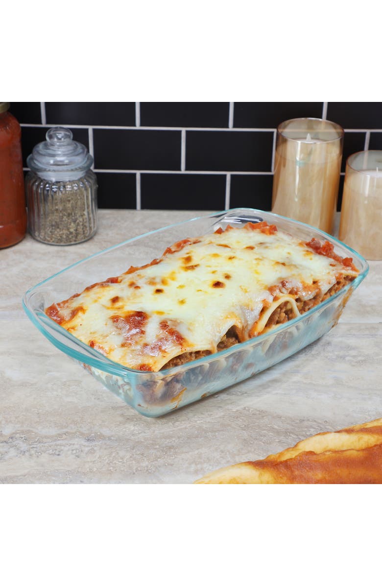 Soho Lounge Carnegie Hill 12.6 inch x 8.3 Inch x 2.8 Inch Tempe Glass Lasagna Pan with Built-in Handles, Alternate, color, Clear