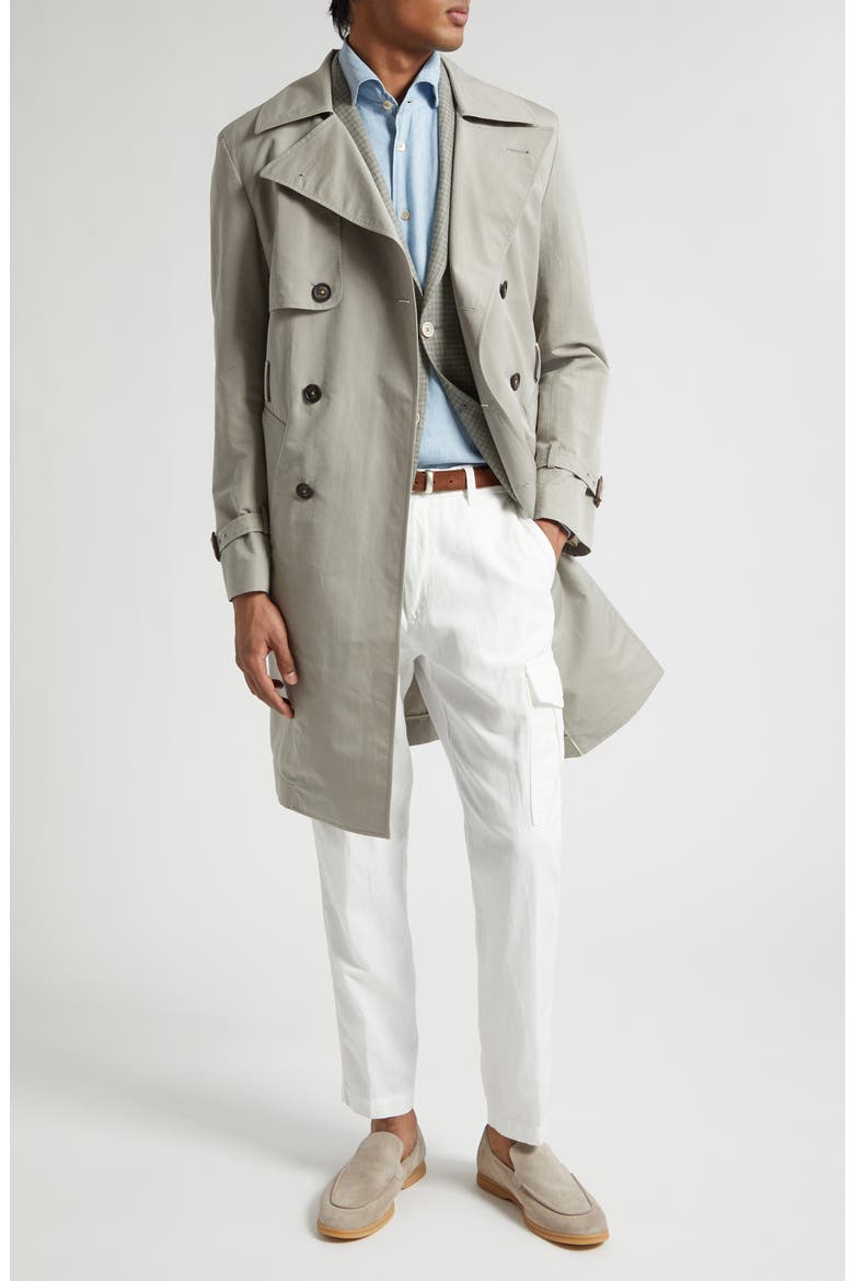 Cotton & Silk Trench Coat, Alternate, color, MILITARY GREEN
