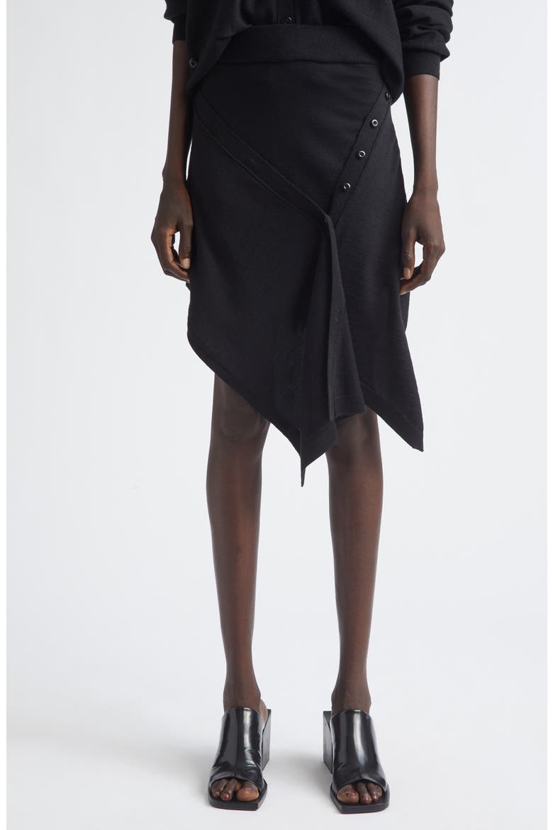 Button Drape Merino Wool Blend Skirt, Main, color, BLACK