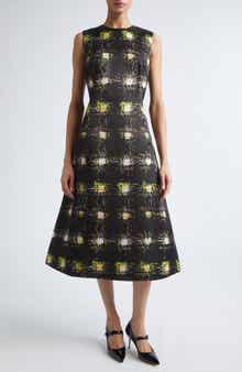 Emilia Wickstead Rumi Genzianella Fit & Flare Midi Dress