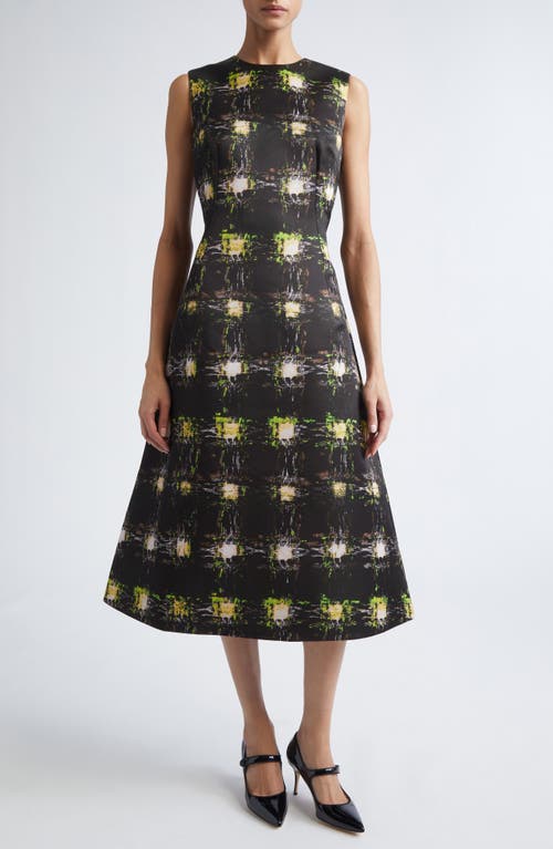 Emilia Wickstead Rumi Genzianella Fit & Flare Midi Dress In Black