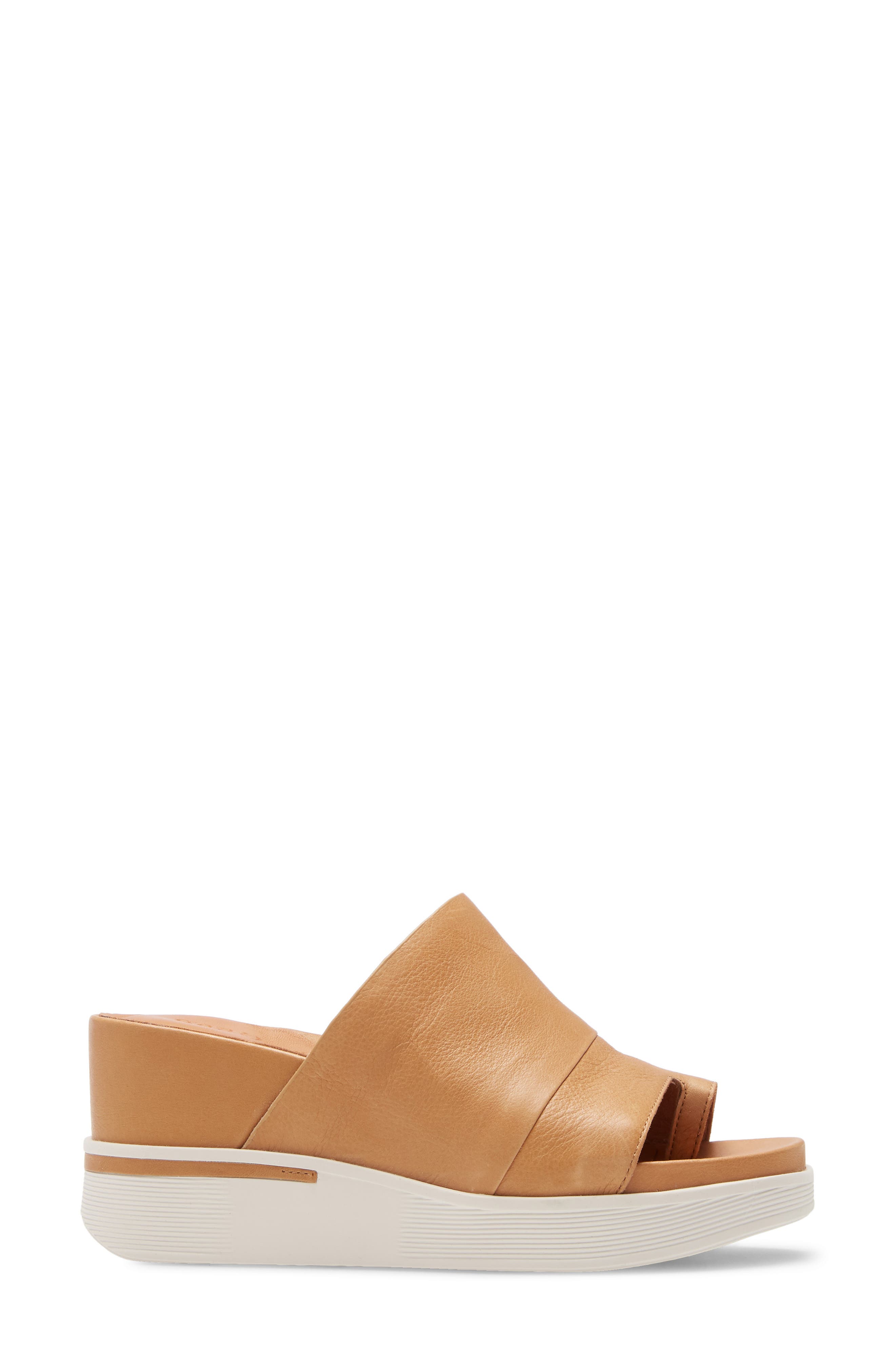 by Kenneth Cole Gisele Platform Wedge Slide Sandal, Alternate, color, TAN LEATHER