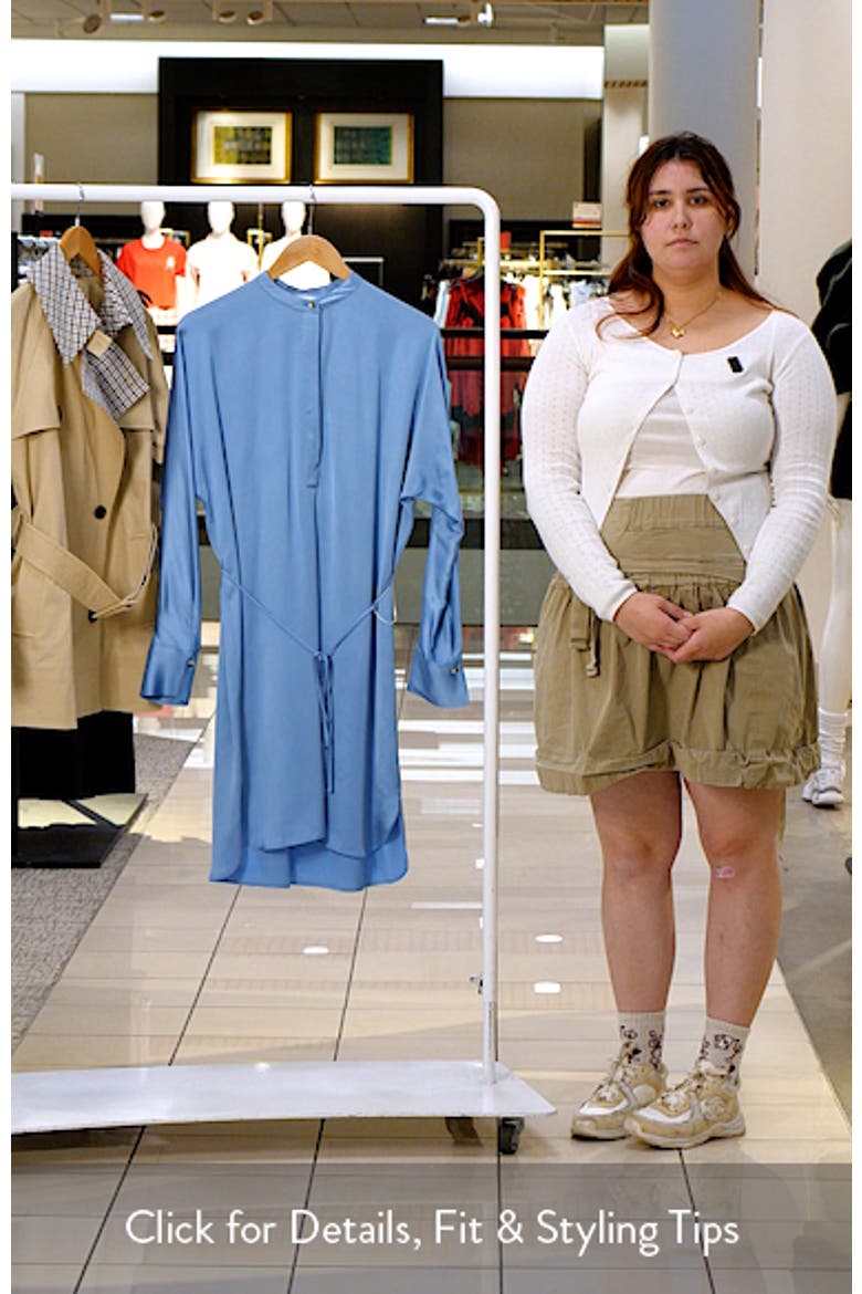 Band Collar Long Sleeve Satin Dress video