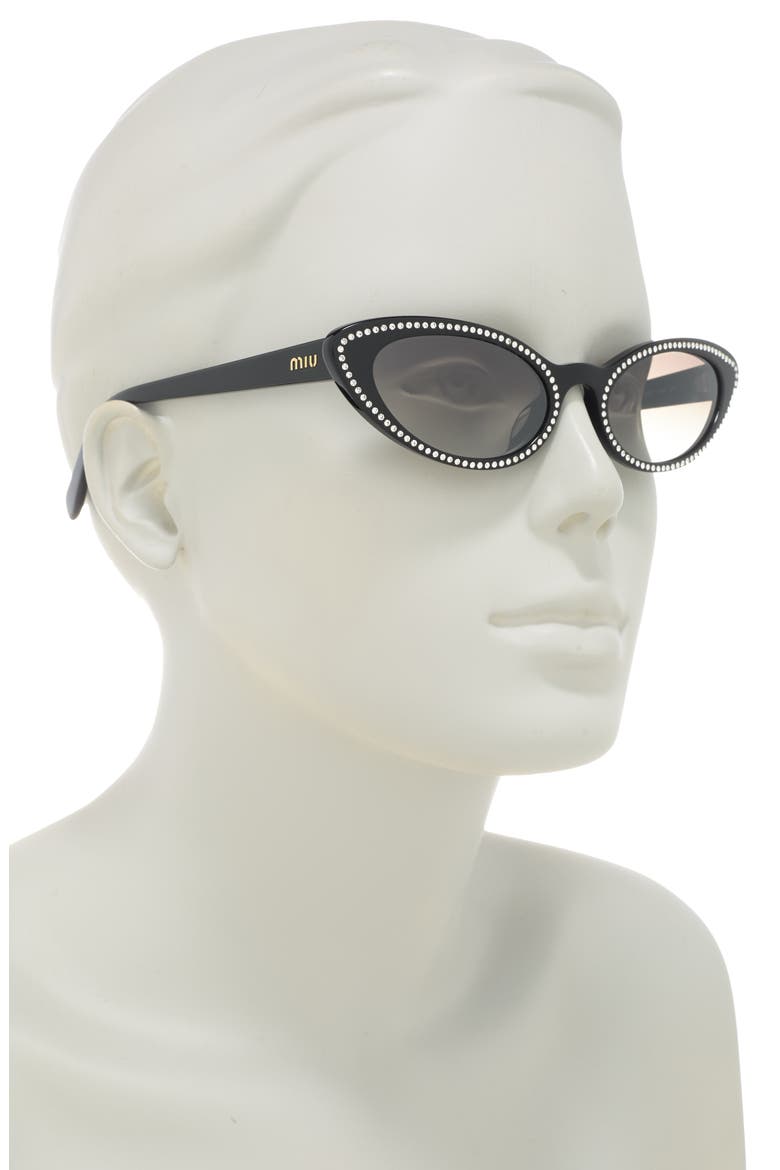 53mm Cat Eye Sunglasses, Alternate, color, BLACK / GREY GRADIENT FLASH