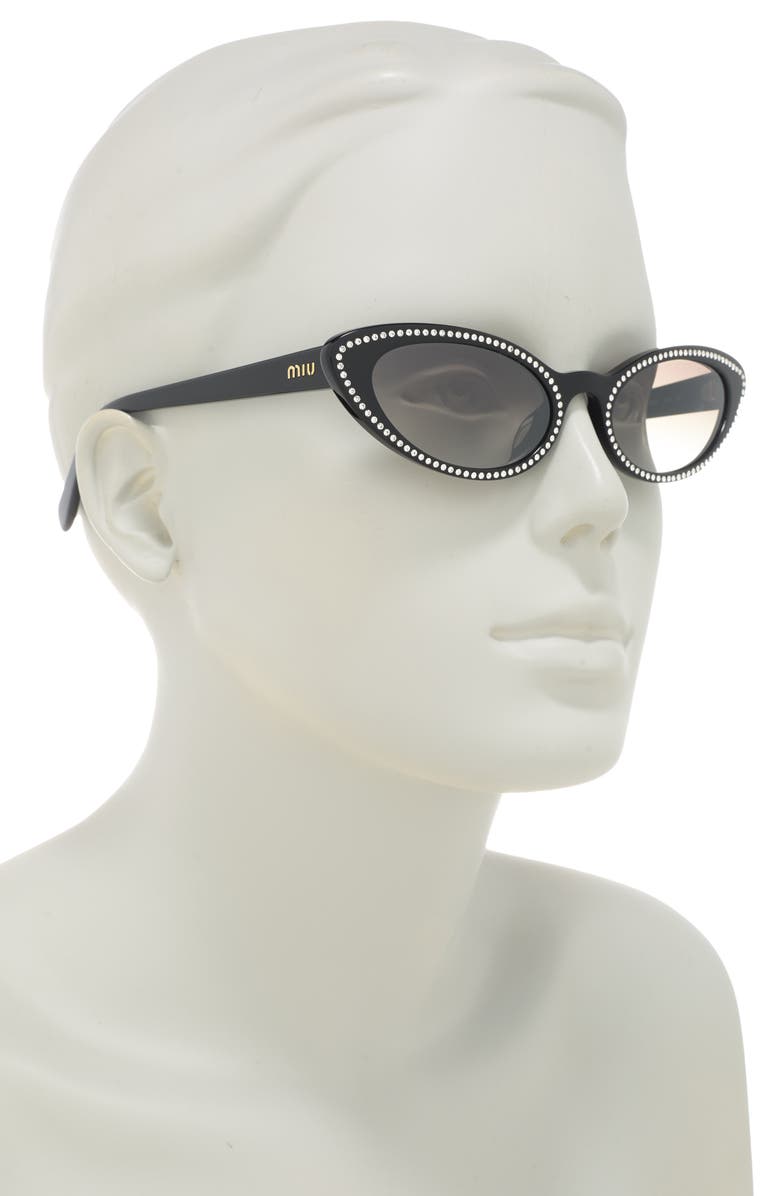 Miu Miu 53mm Cat Eye Sunglasses, Alternate, color, Black / Grey Gradient Flash