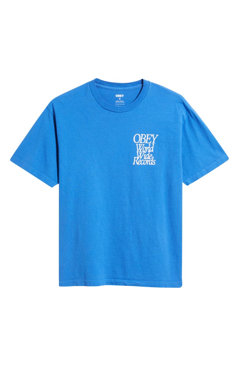 Obey Worldwide Records Graphic T-Shirt, Alternate, color, Pigment Electric Indigo
