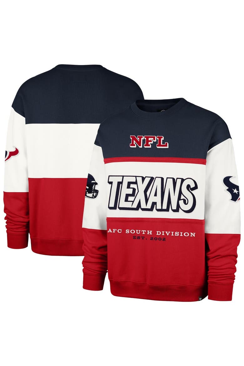 Men's '47 Navy/Red Houston Texans Breeze Maximalist Sweatshirt, Main, color, Navy