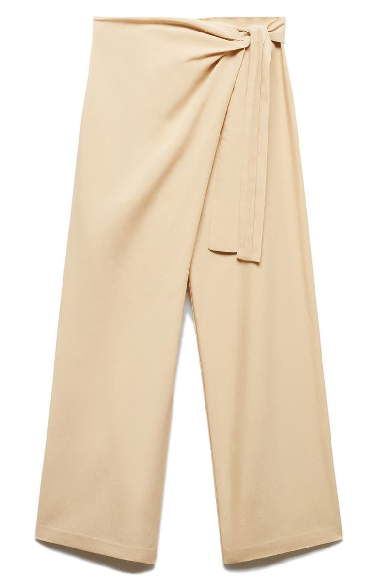 MANGO Knotted Wide Leg Pants, Alternate, color, Beige