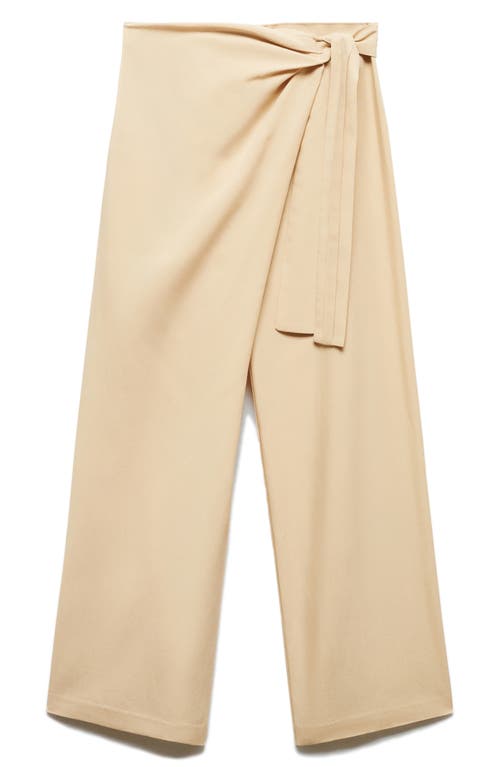 Mango Lyocell Trousers With Knot Detail Beige In Beige