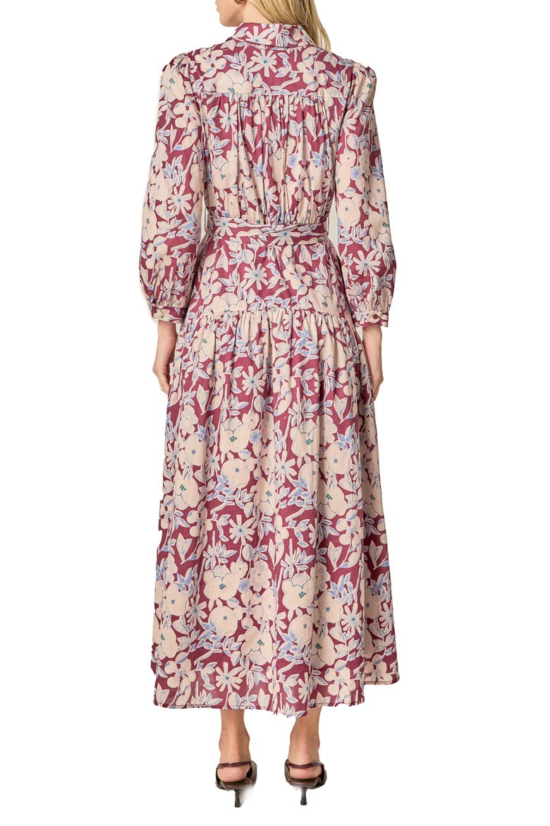Print Long Sleeve Maxi Dress, Alternate, color, BURGUNDY/ BLUE
