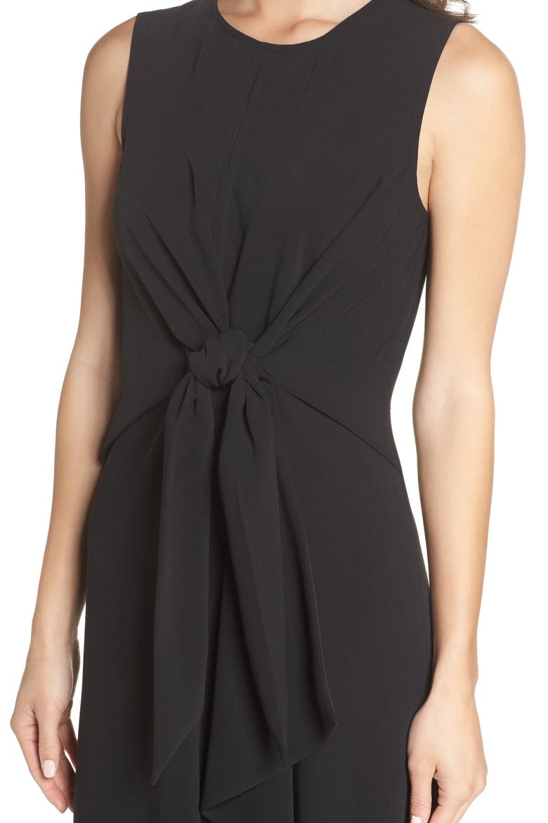 Tie Front Midi Dress, Alternate, color, BLACK