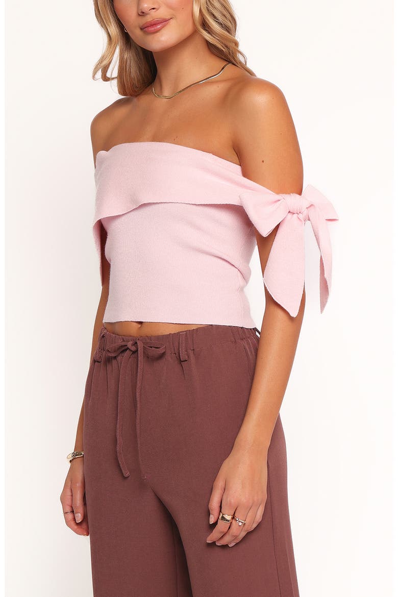 Charama Bow Detail Off the Shoulder Knit Top, Alternate, color, PINK