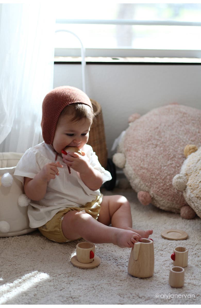 Lorena Canals Bubbly Pompom Trim Floor Cushion, Alternate, color, Vintage Blush