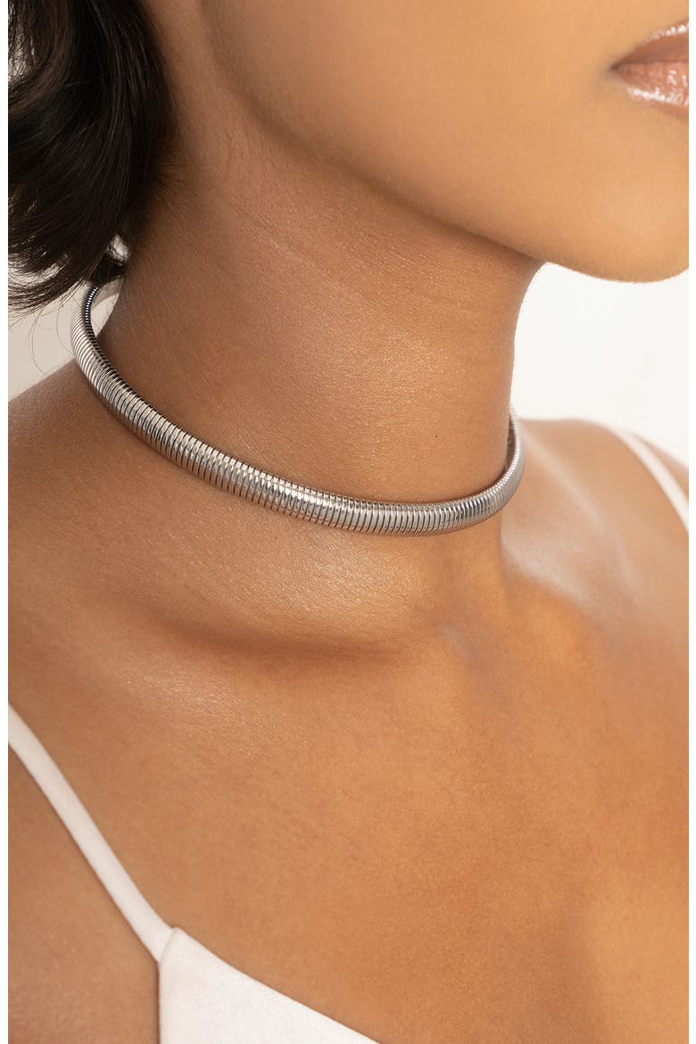 Your Essential Flex Choker Necklace, Alternate, color, RHODIUM