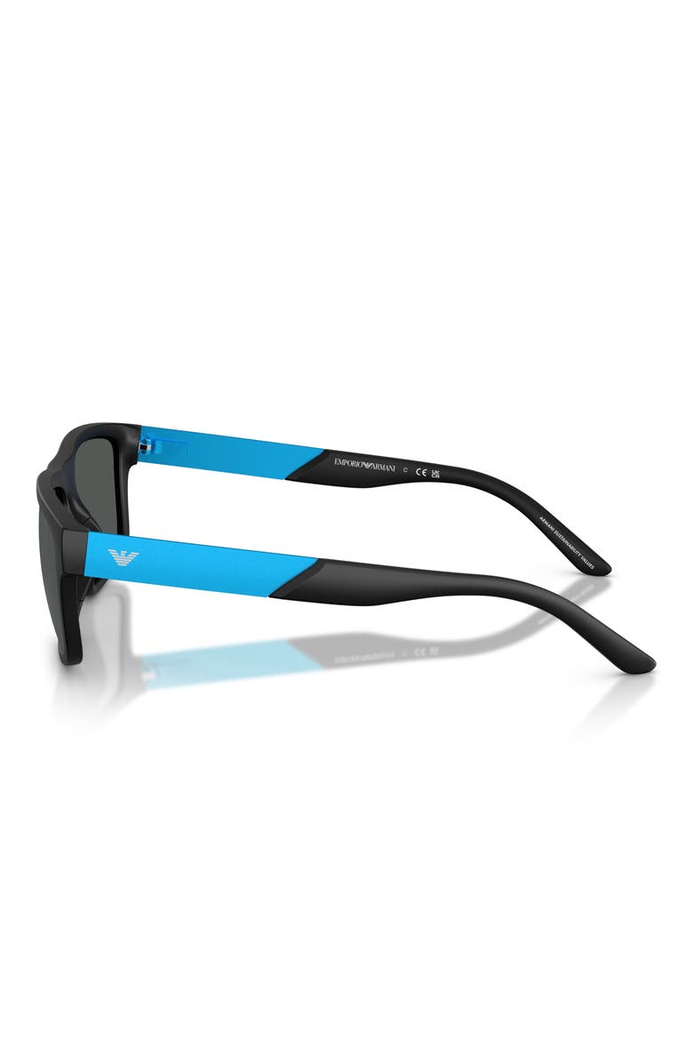 57mm Rectangle Sunglasses, Alternate, color, MATTE BLACK / DARK GREY