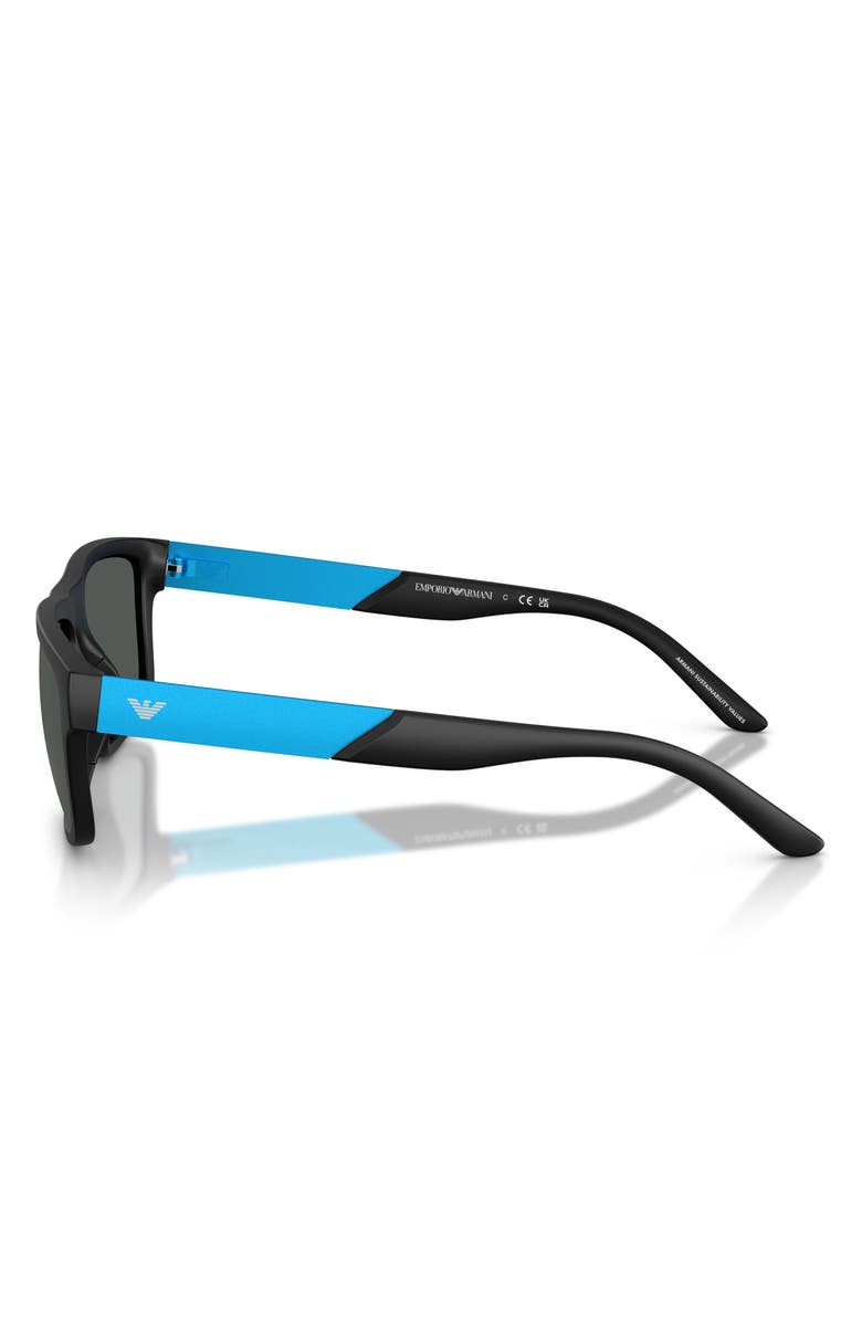Emporio Armani 57mm Rectangle Sunglasses, Alternate, color, Matte Black / Dark Grey