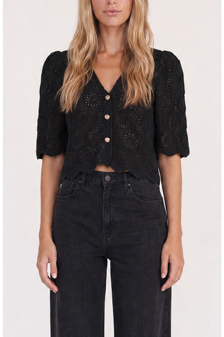 Crochet Cardigan, Main, color, Black