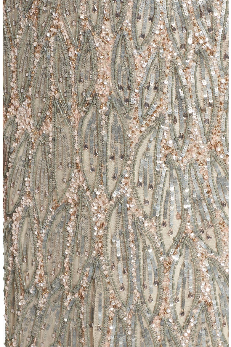 Beaded Long Sleeve Gown, Alternate, color, VINTAGE TAUPE