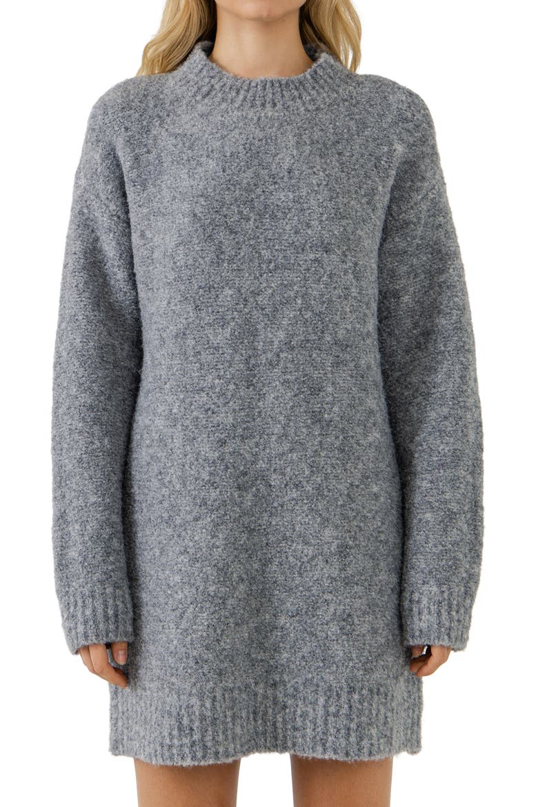 Cozy Crewneck Long Sleeve Sweater Dress, Alternate, color, HEATHER GREY