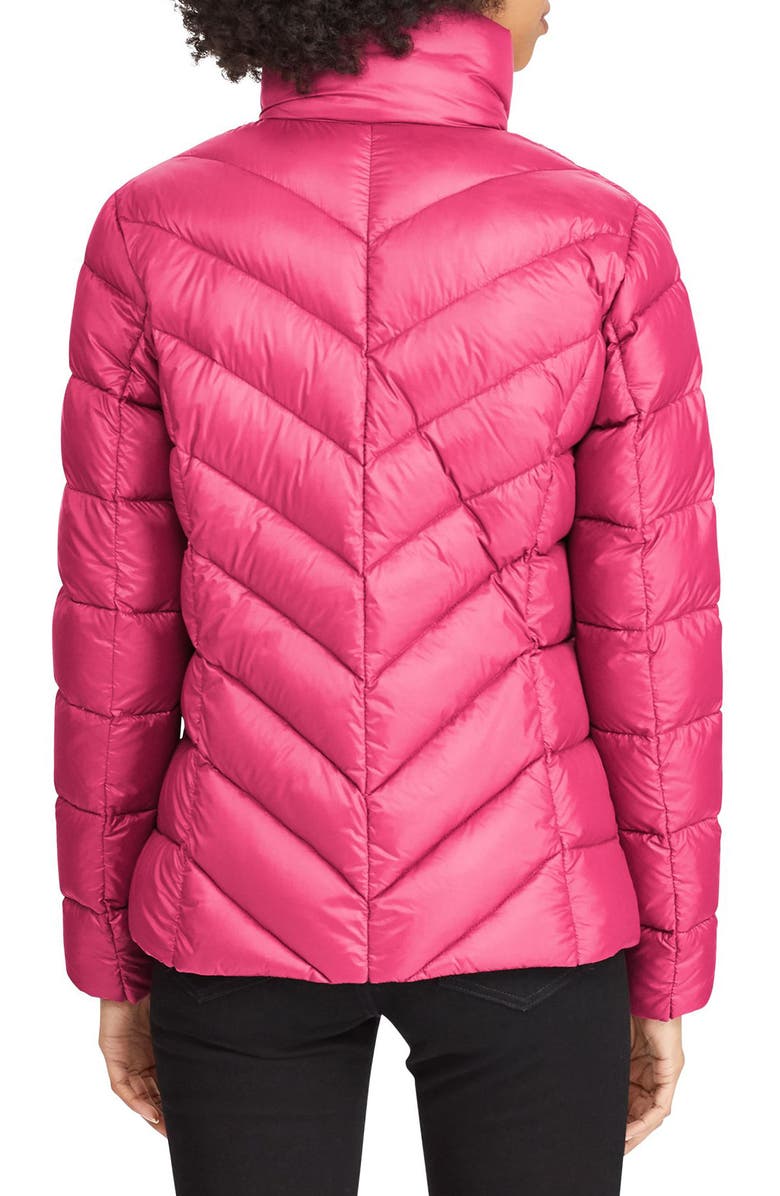 Lauren Ralph Lauren Chevron Quilted Packable Down Jacket, Alternate, color, Berry