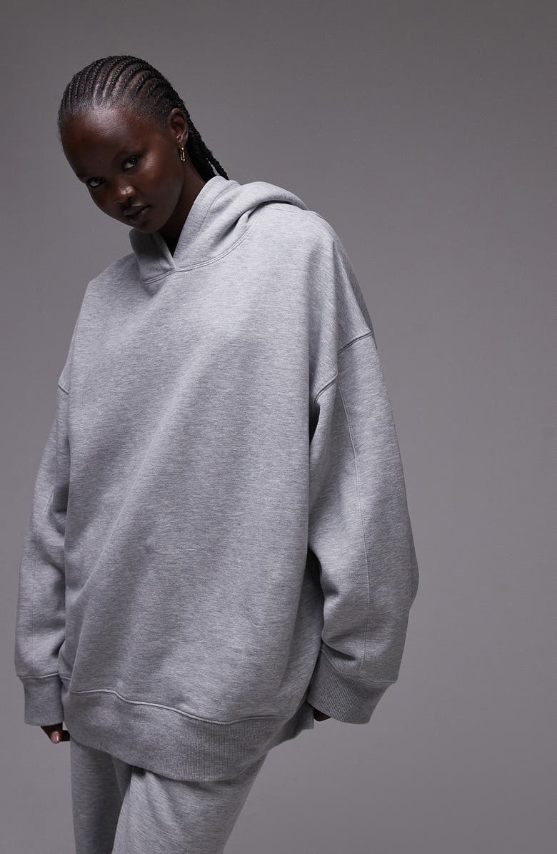 Topshop Premium Oversize Hoodie, Main, color, Grey