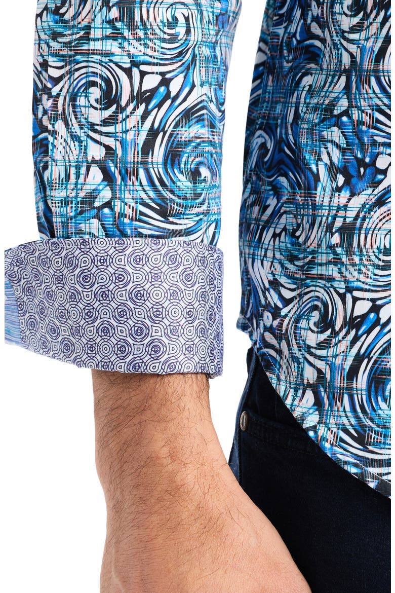 Zeth Long Sleeve Button-Up Shirt, Alternate, color, BLUE MULTI
