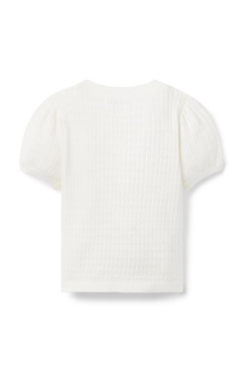 Janie And Jack Pointelle Puff Sleeve Top In White
