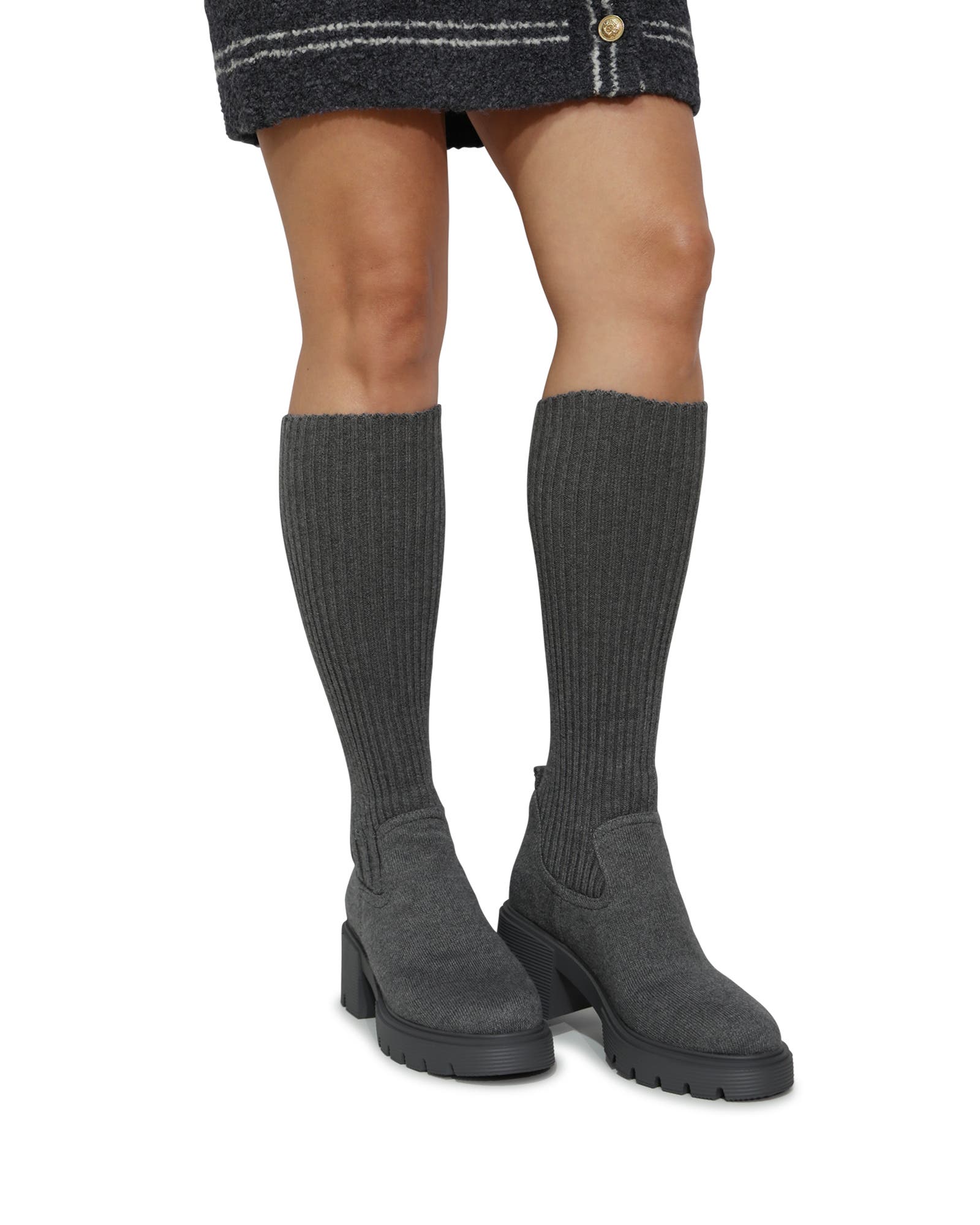 Tokyo Lights Rib Sock Boot, Alternate, color, Grey