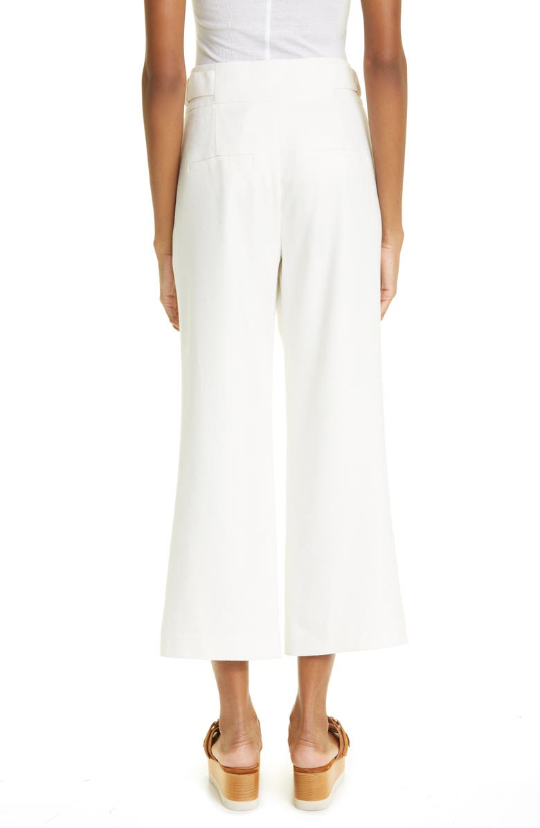 Veronica Beard Aubrie Linen Blend Crop Pants, Alternate, color, White