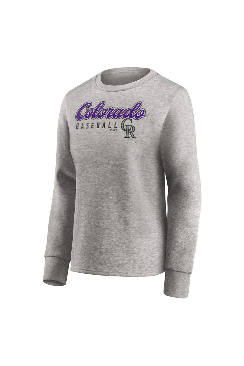 Women's Fanatics Branded Heathered Gray Colorado Rockies Crew Pullover Sweater, Alternate, color, Heather Gray