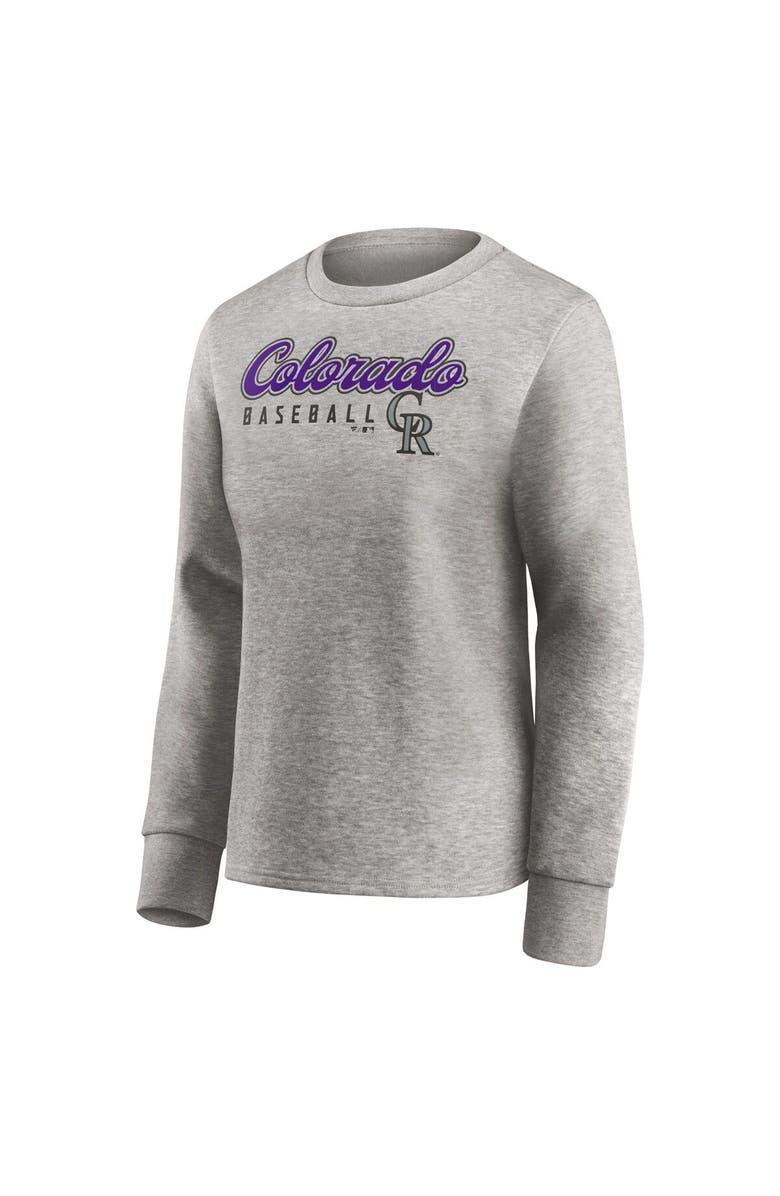 FANATICS Women's Fanatics Branded Heathered Gray Colorado Rockies Crew Pullover Sweater, Alternate, color,