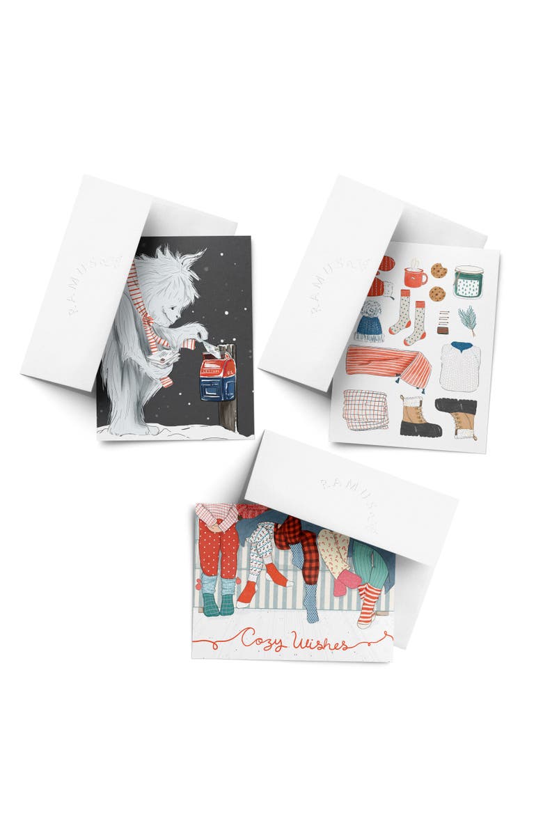 Ramus & Co Holiday Winter Card Pack (3ct, Assorted) Yeti Mail, Cozy Wishes, Winter Essentials, Main, color, Multi-Pack