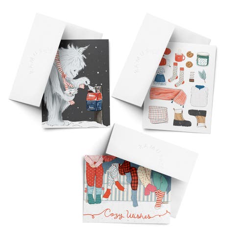 Holiday Winter Card Pack (3ct, Assorted) Yeti Mail, Cozy Wishes, Winter Essentials