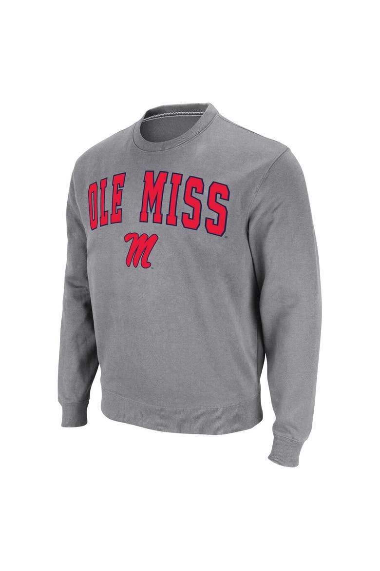 Men's Colosseum Heather Gray Ole Miss Rebels Arch & Logo Pullover Sweatshirt, Alternate, color, Heather Gray