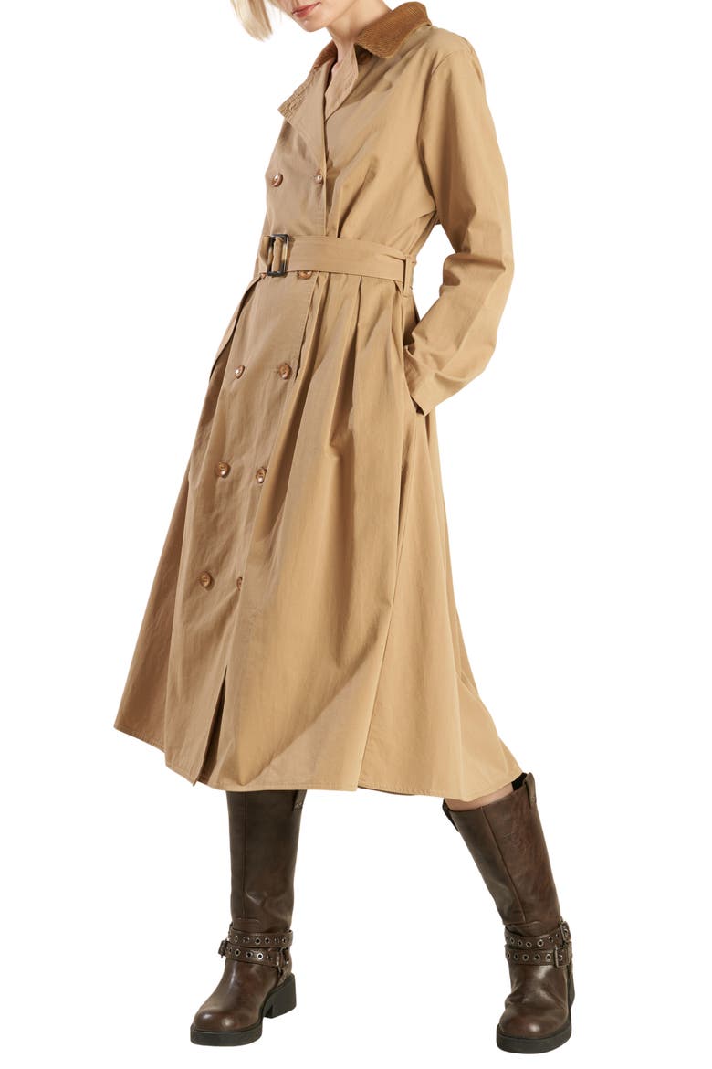 Cotton Trench Midi Dress, Alternate, color, CAMEL