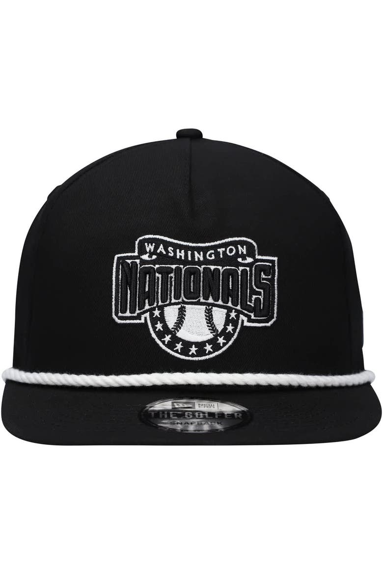Men's New Era Black Washington Nationals Golfer Snapback Hat, Alternate, color, Black