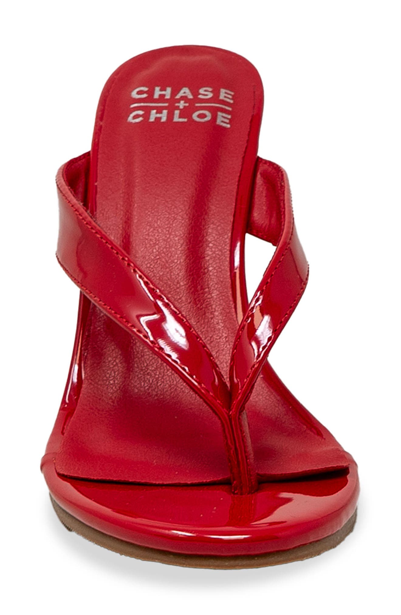 Toe Post Wedge Sandal, Alternate, color, RED PATENT