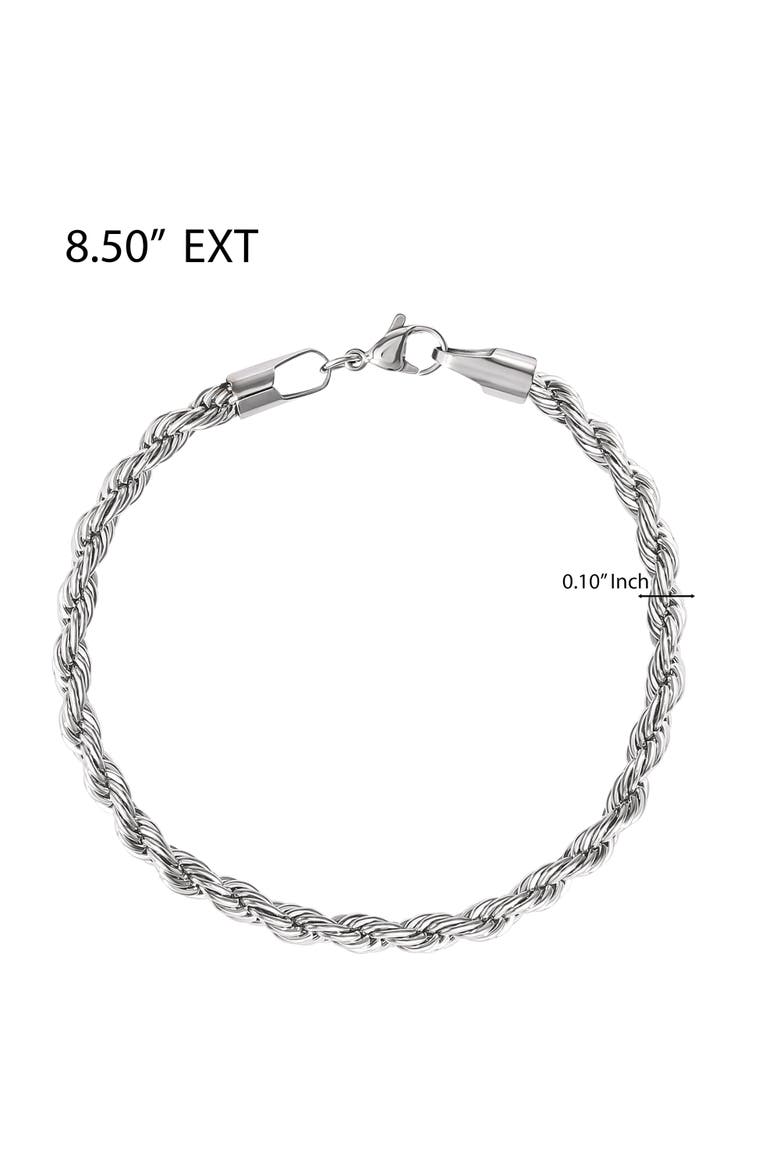 Stainless Steel Rope Chain Necklace & Bracelet Set, Alternate, color, Silver