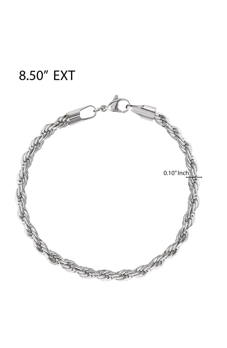 Lucky Brand Stainless Steel Rope Chain Necklace & Bracelet Set, Alternate, color, Silver