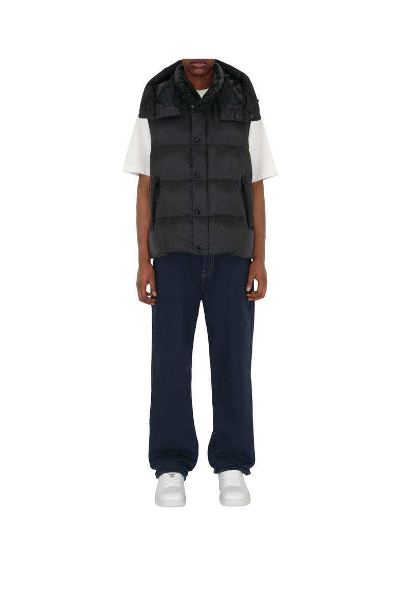 Detachable Sleeve Nylon Puffer Jacket, Alternate, color, Black