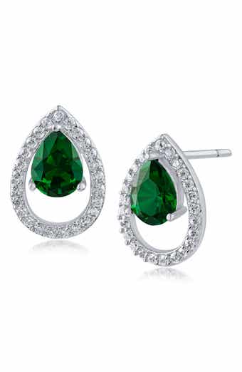 CZ by Kenneth Jay Lane CZ Pavé Halo Teardrop Stud Earrings