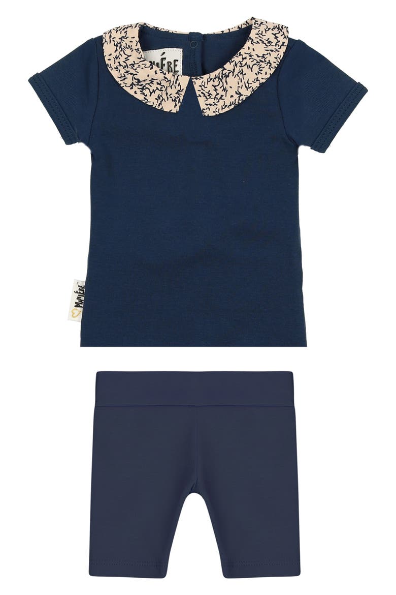 Floral Collar T-Shirt & Shorts Set, Main, color, DEEP BLUE