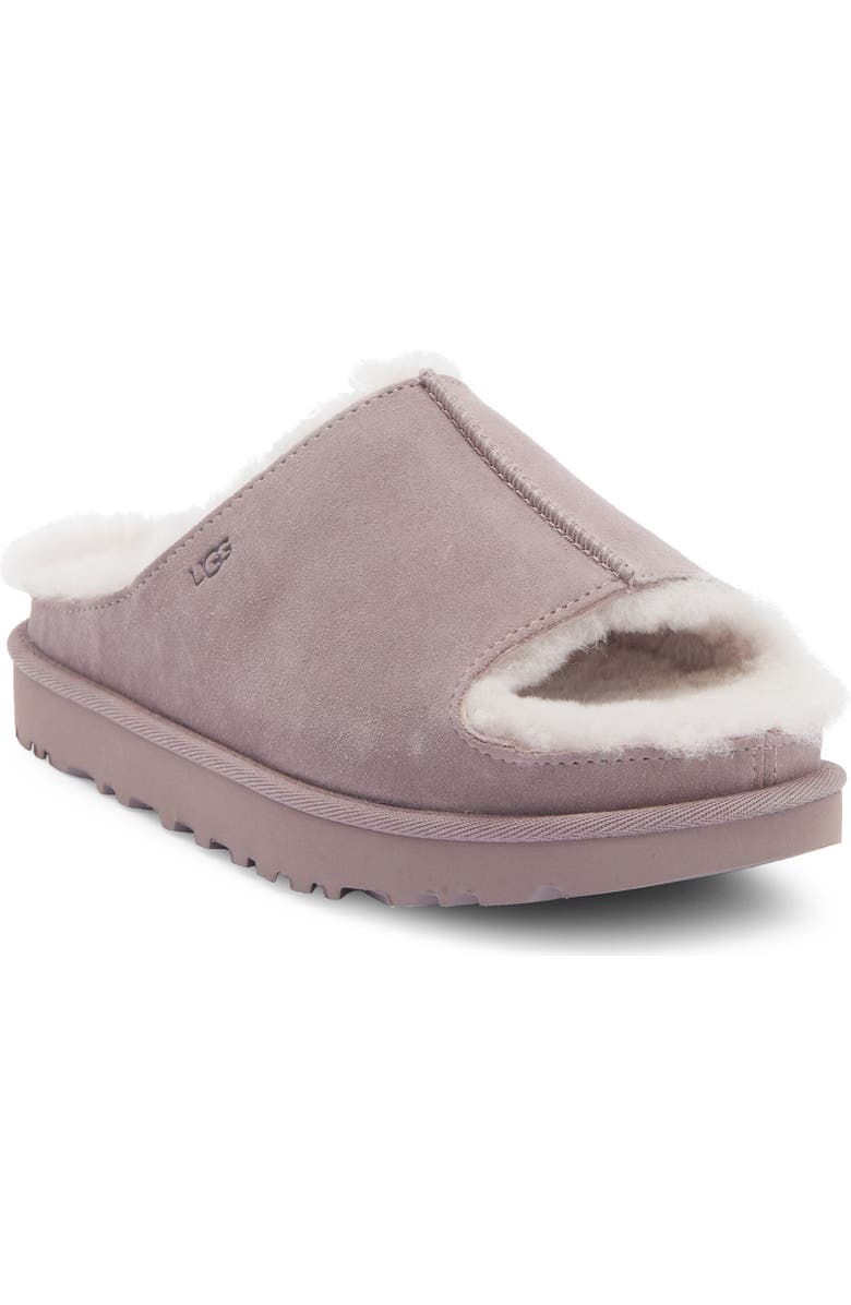 UGG<sup>®</sup> Greenport Genuine Shearling Lined Platform Slide Sandal, Main, color, Sugarplum