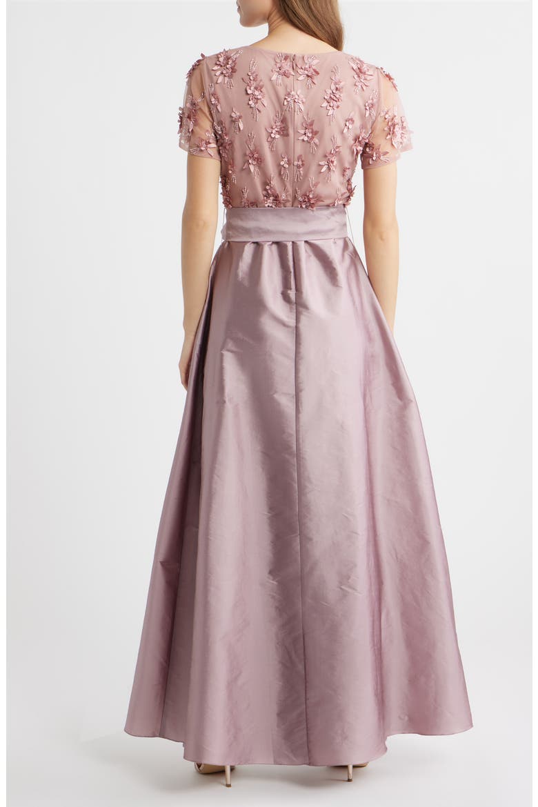 3D Floral Bodice Beaded Gown, Alternate, color, QUARTZ