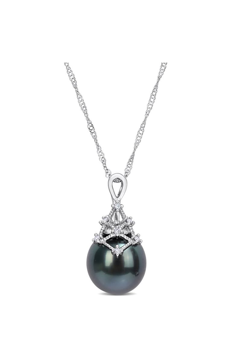 Julianna B. Tahitian Pearl & Diamond Filigree Necklace 14k, Main, color, Cultured Tahitian Pearl