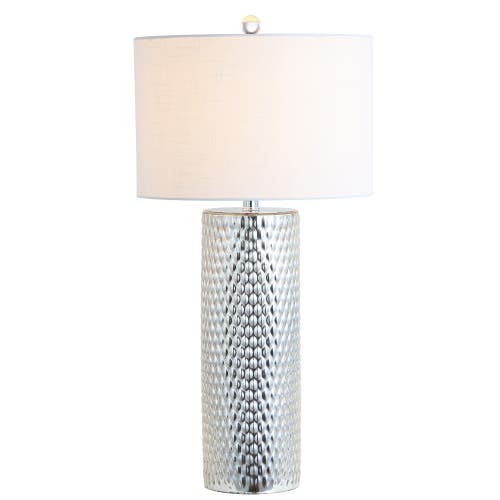Jonathan Y Isabella 30" Glass Led Table Lamp, Silver In Silver