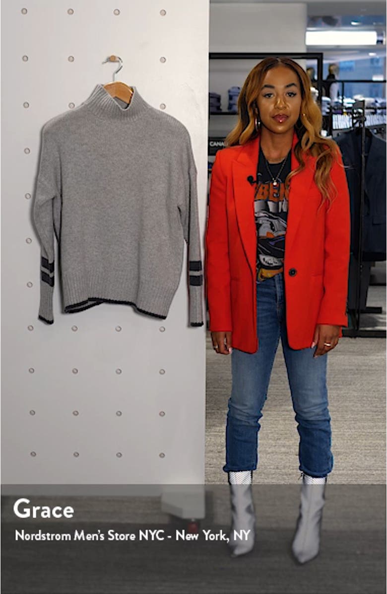 Kingsley Stripe Detail Wool & Cashmere Turtleneck Sweater, sales video thumbnail