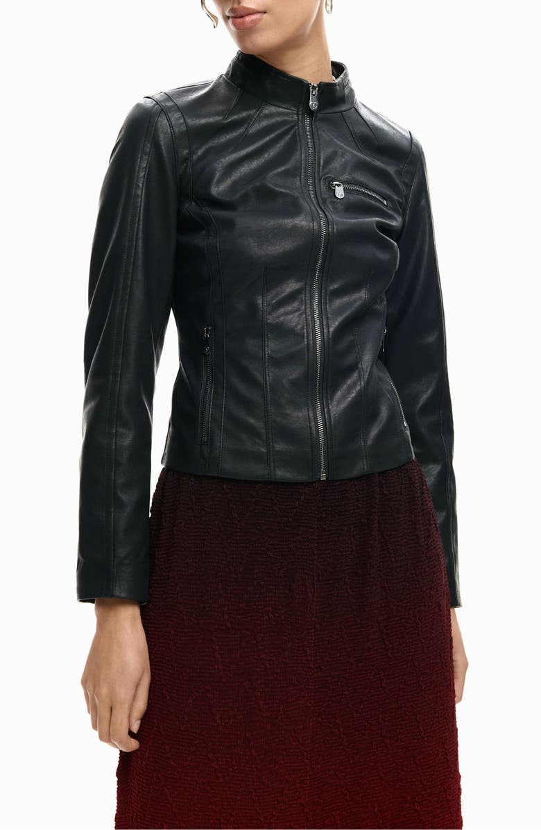 Desigual Faux Leather Jacket, Alternate, color, Black